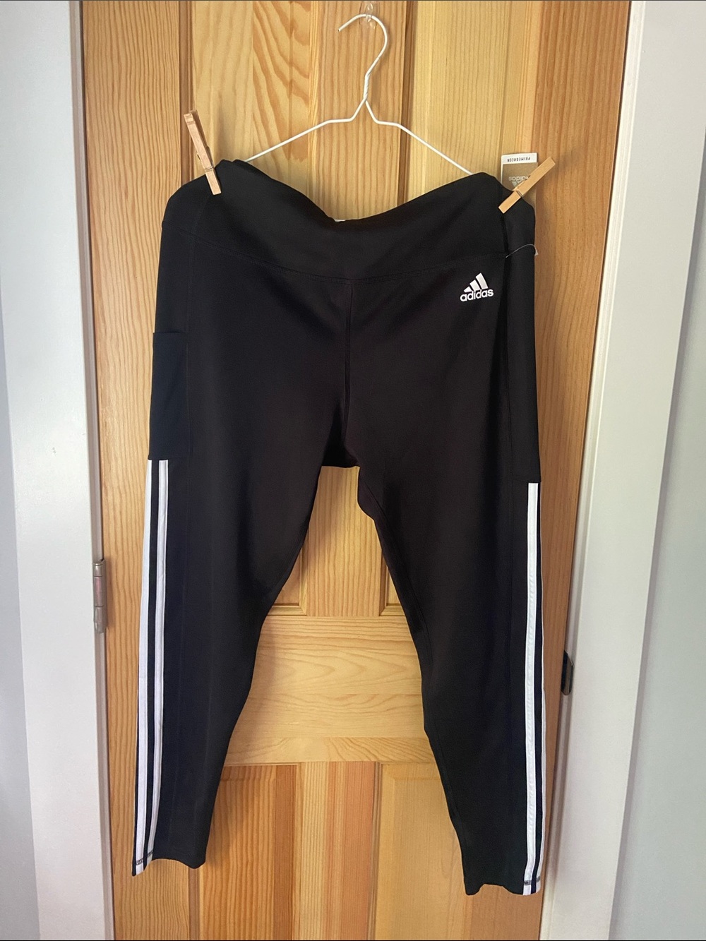 adidas Black Leggings with White Triple Stripes